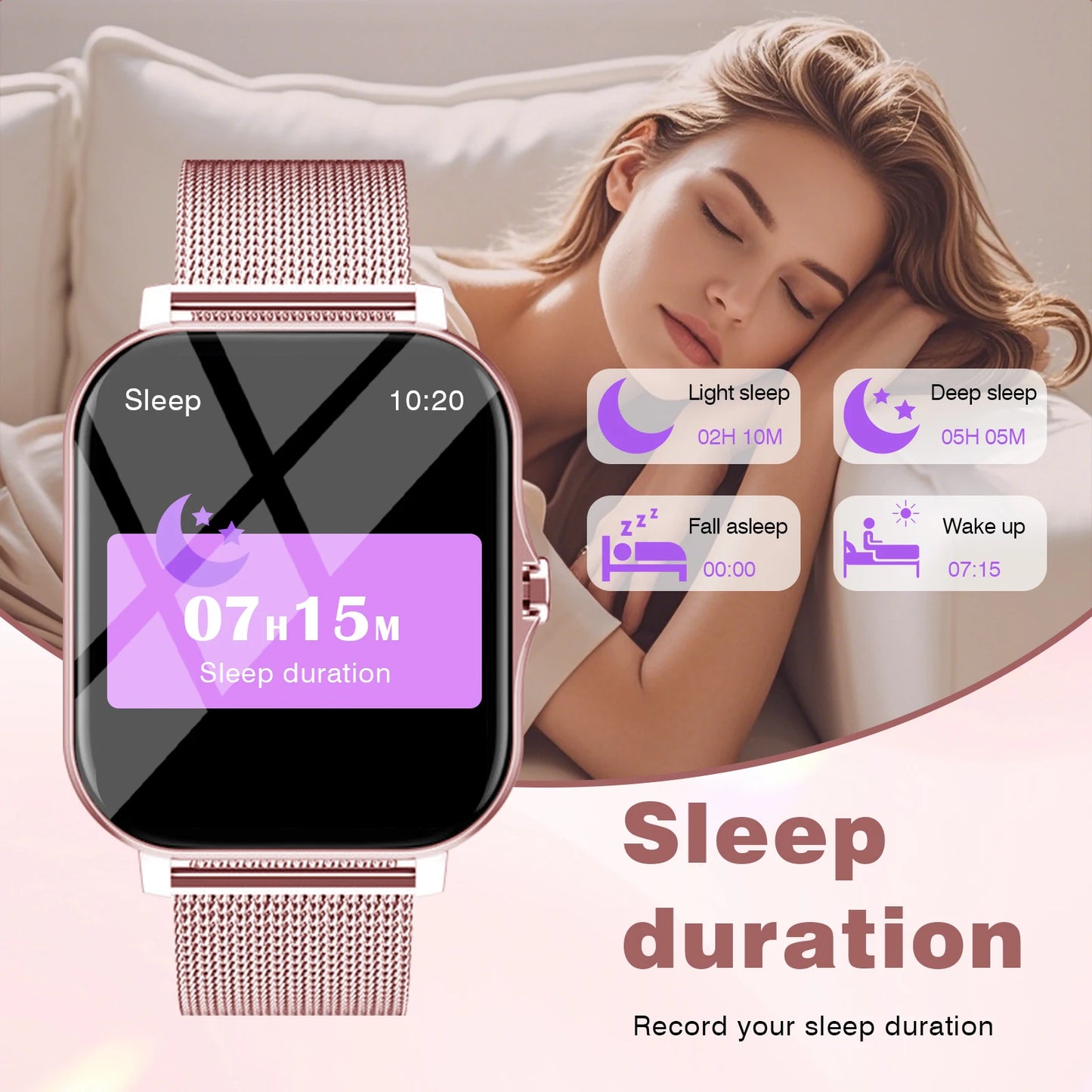 Sports smart watch, sports monitoring wireless calls/message reminders suitable for Android and iPhone