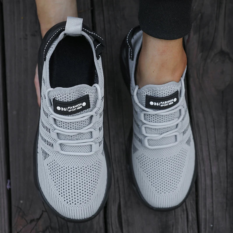 Men's Grey Road Running Shoes Lightweight Jogging Outdoor Mesh/Casual Shoes Breathable Comfortable Non Slip Lace Up Sneakers