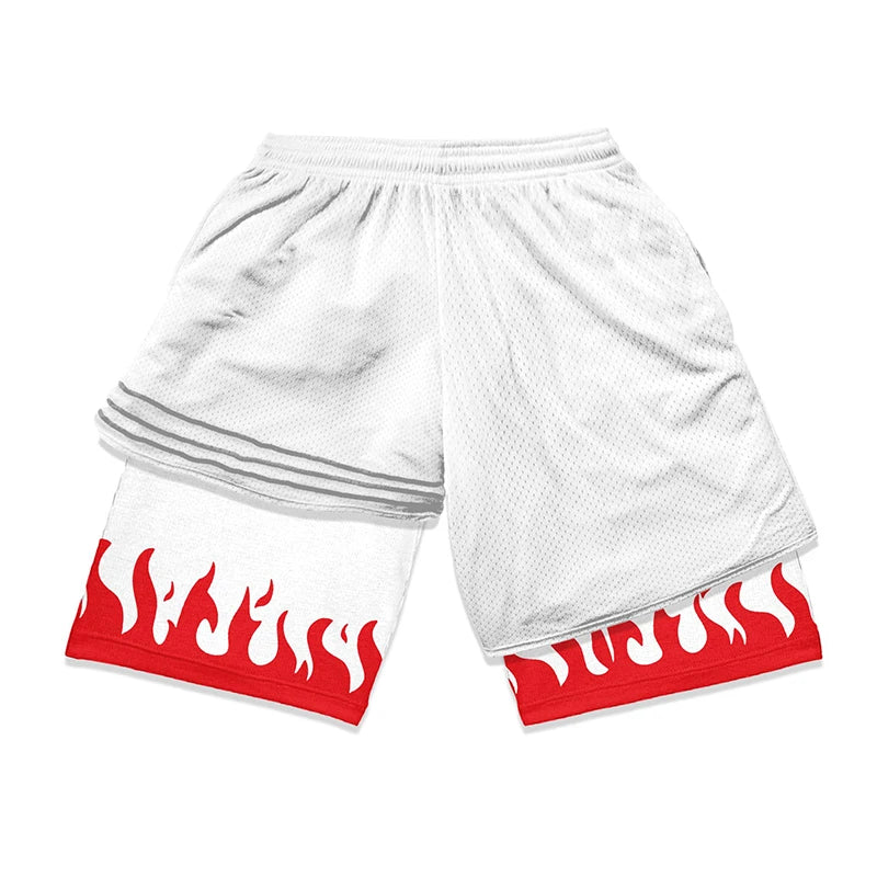 Stylish 2 in 1 Workout Running Shorts for Men Gym Athletic/Quick Dry Shorts with Liner Summer Casual Print Shorts with Pockets