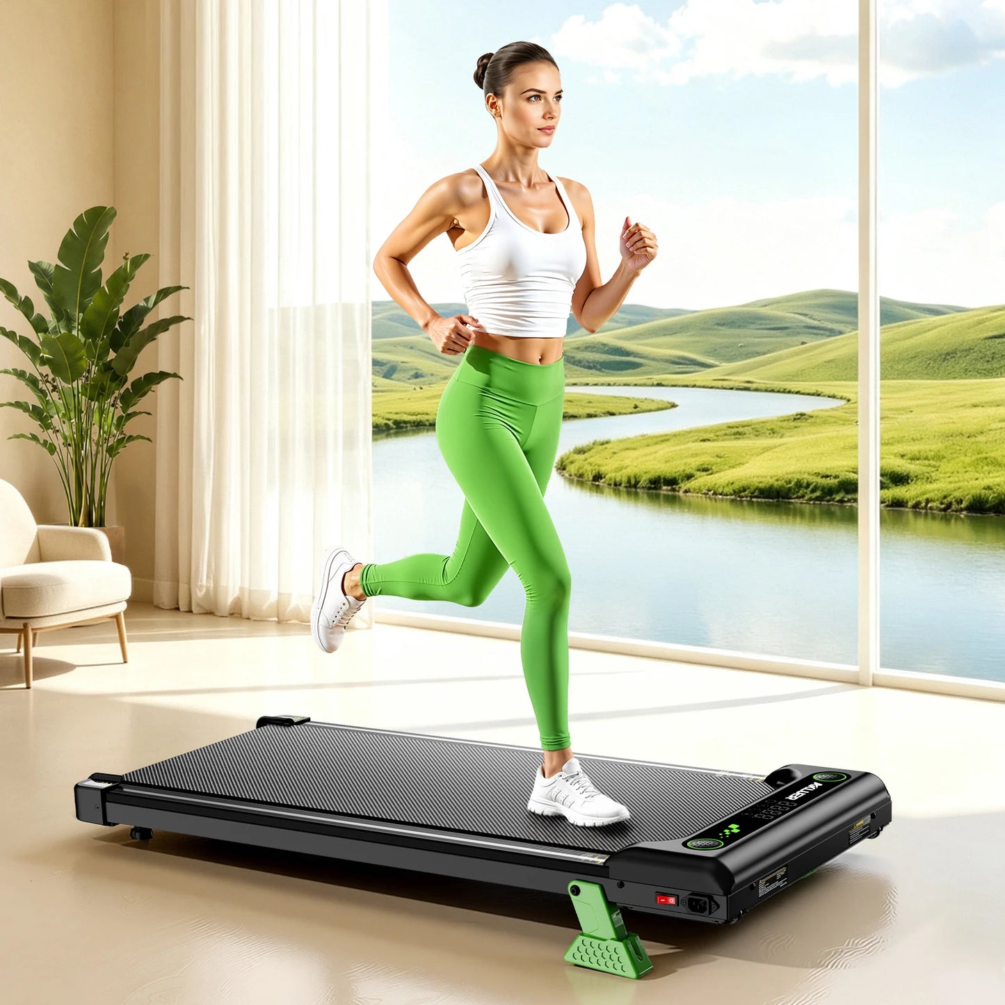 Akluer Walking Pad, Under Desk Treadmill with Incline for Home Office/2.5HP Portable Walking Treadmill with 300 Lbs Weight Capacity