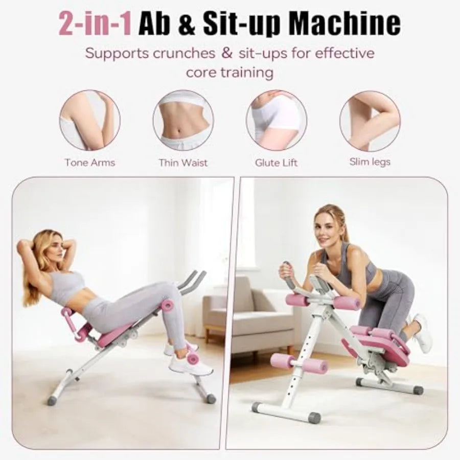 Multifunctional Ab Machine Crunch Sit-Up Core Trainer for Stomach/Ab Workout Adjustable Foldable Exercise Equipment