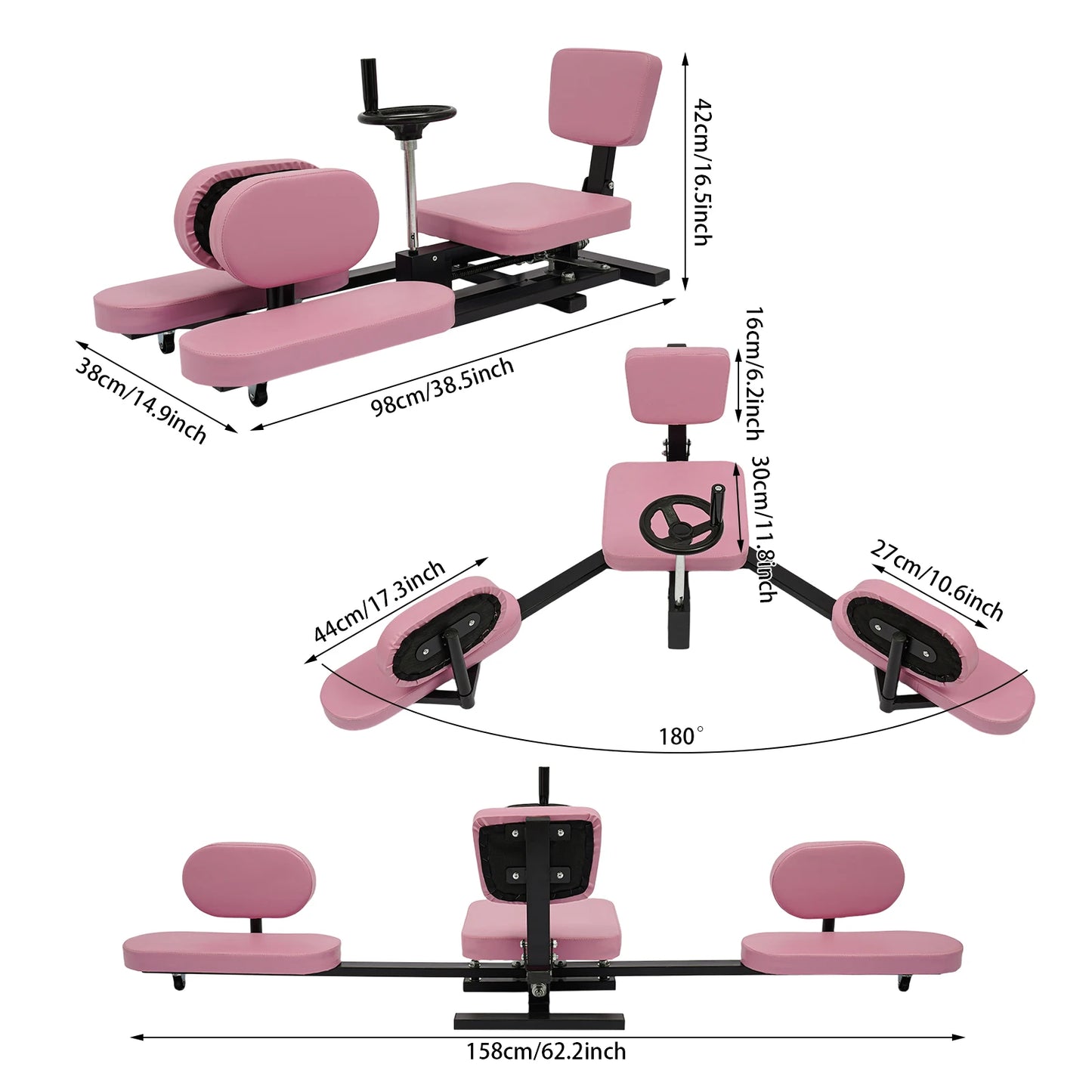 Adjustable Split Machine Heavy Duty Leg Stretcher/with Wheels & Cushion for Dance Yoga Home Gym