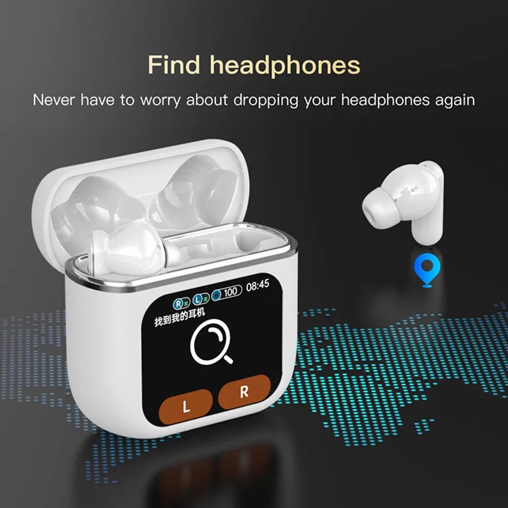 Bluetooth-Compatible 5.4 Headphones HD Touch Screen/In-Ear Earbuds ANC+ENC Noise Cancelling Long Battery Life