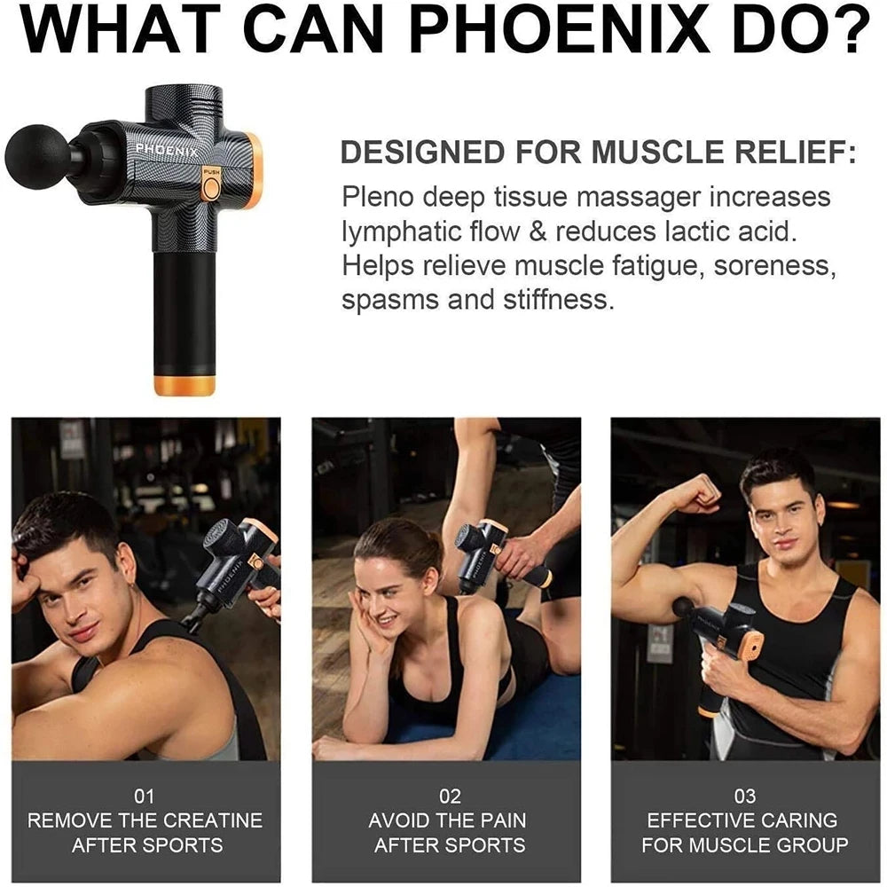 Phoenix A2 Massage Gun Deep Body Massager For Muscle Back Pain Relief/Exercising Body and Relaxation Slimming Shaping Massager