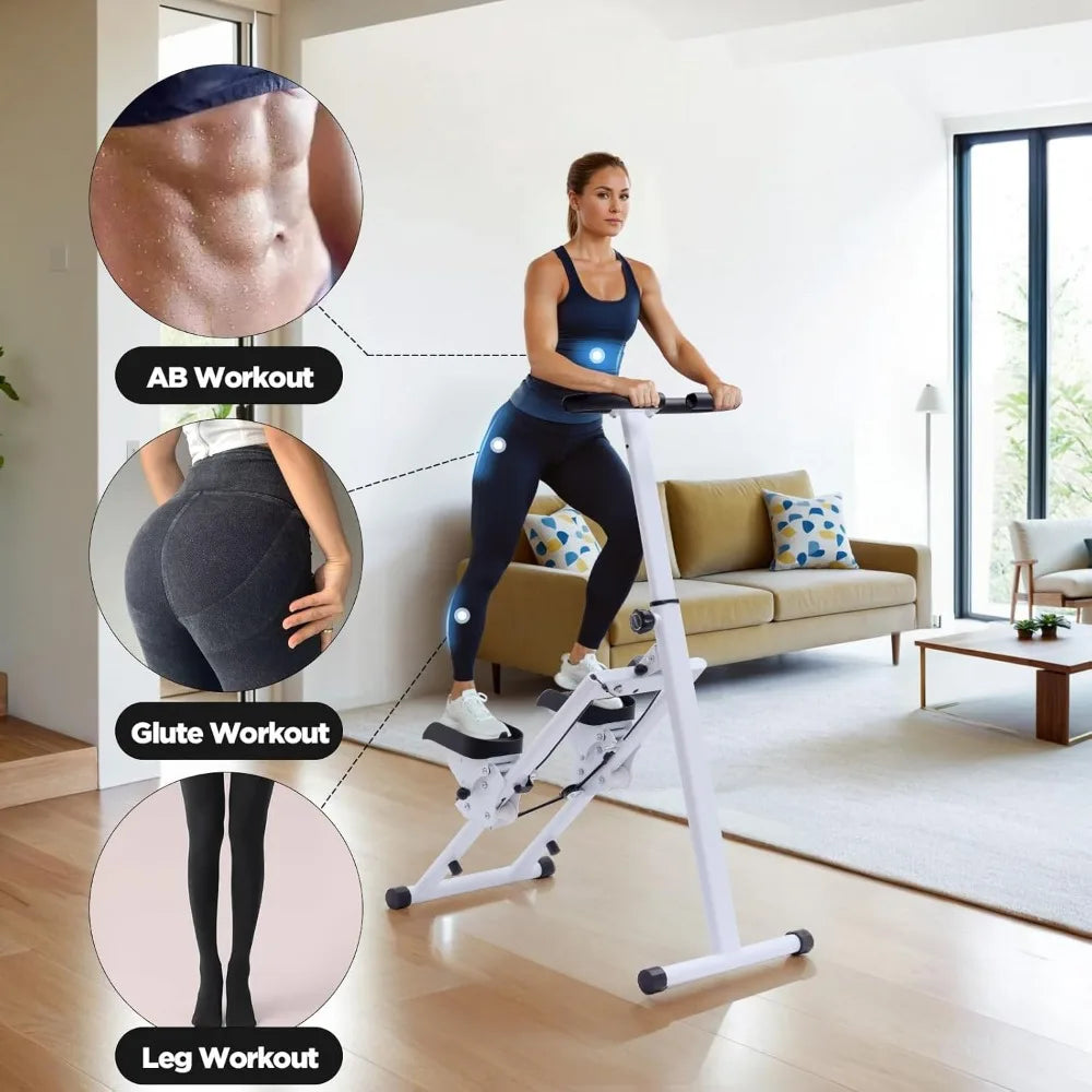 Adjustable Height Stair Stepper with Ergonomic Handlebars/Smooth Dual Hydraulic System, and Advanced Fitness Tracking