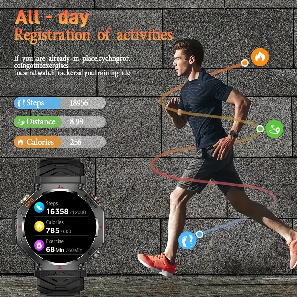 SENBONO Built-in GPS Smart Watch Men Bluetooth Call 3ATM Waterproof/Military Sport Smartwatch With AI GPT Compass Watch for Men