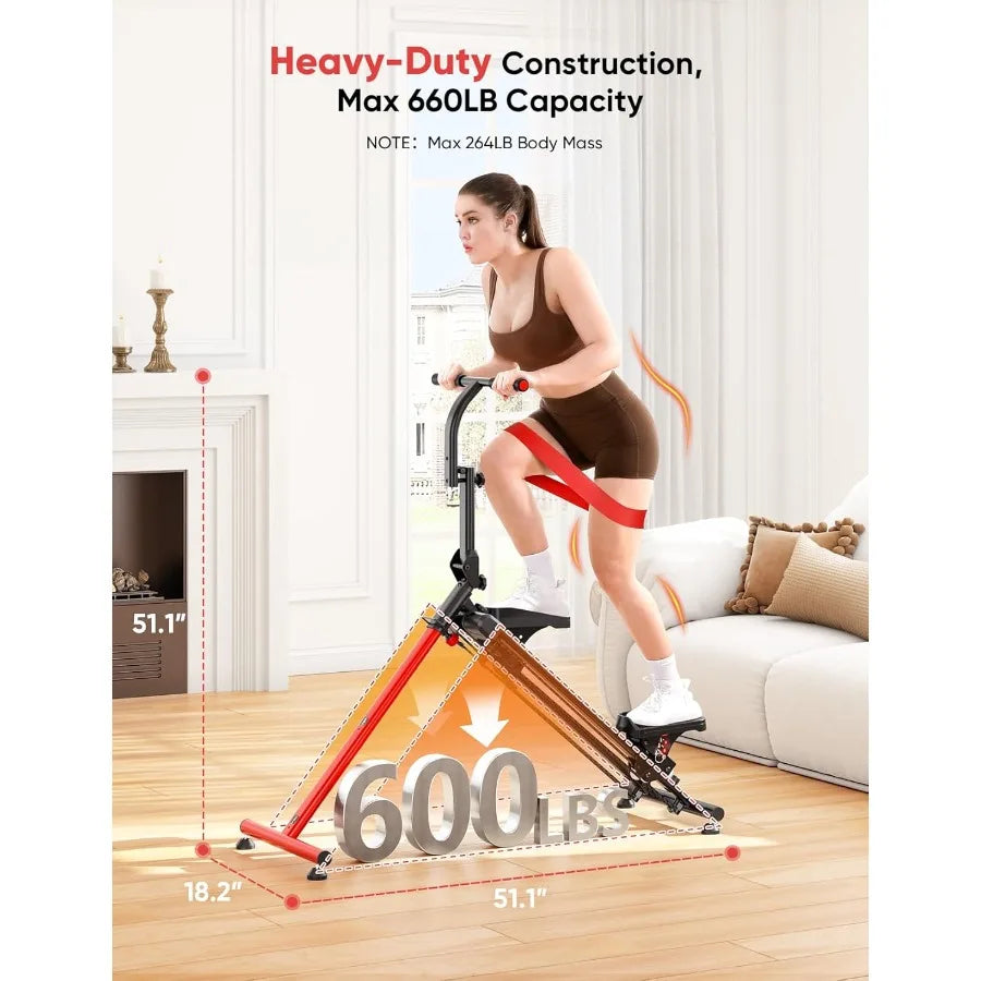 Adjustable Stair Stepper for Home Workouts with 3 Programmable Workout Modes/Folding Cardio Fitness Machine Featuring Adjustable