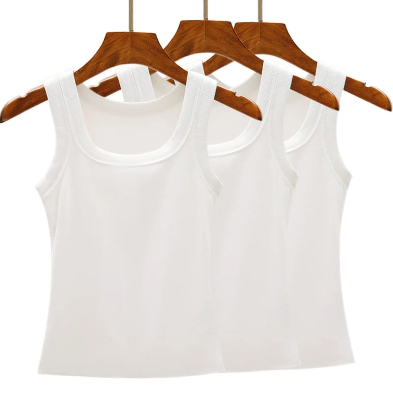 3PCS Set Cotton Camisole Vest Paired Summer Slim Fit Clothing/Simple Versatile Basic Top Breathable Women's Korean Style Tops