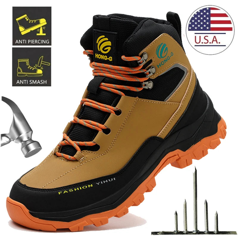 Safety Shoes Men Boots High Top Work Sneaker Steel Toe/Industrial Shoe Anti-smash Puncture-Proof Work Shoes