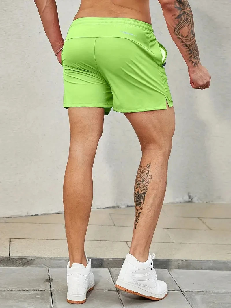 Men New Summer Beach New Models Solid Color Fashion/Leisure Comfortable Elastic Waist Double Pockets Cool Sports Shorts