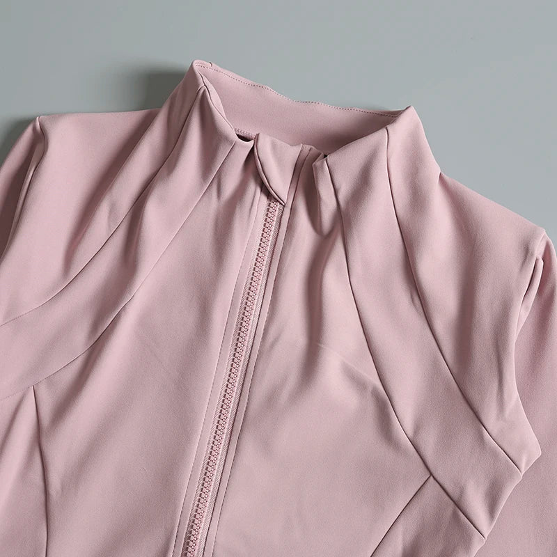 New yoga wear ladies coat round high elastic loose exercise/yoga fitness long sleeve stand-up collar yoga tops