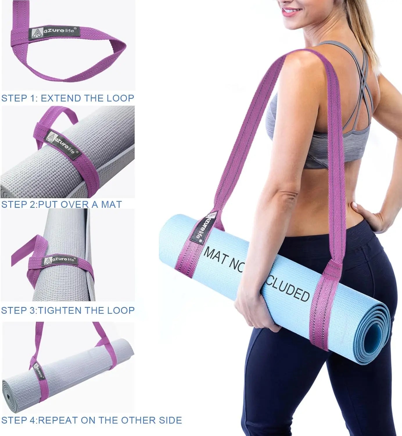 Yoga Mat Sling for Easy Carrying/Adjustable Straps Hold Mats Securely