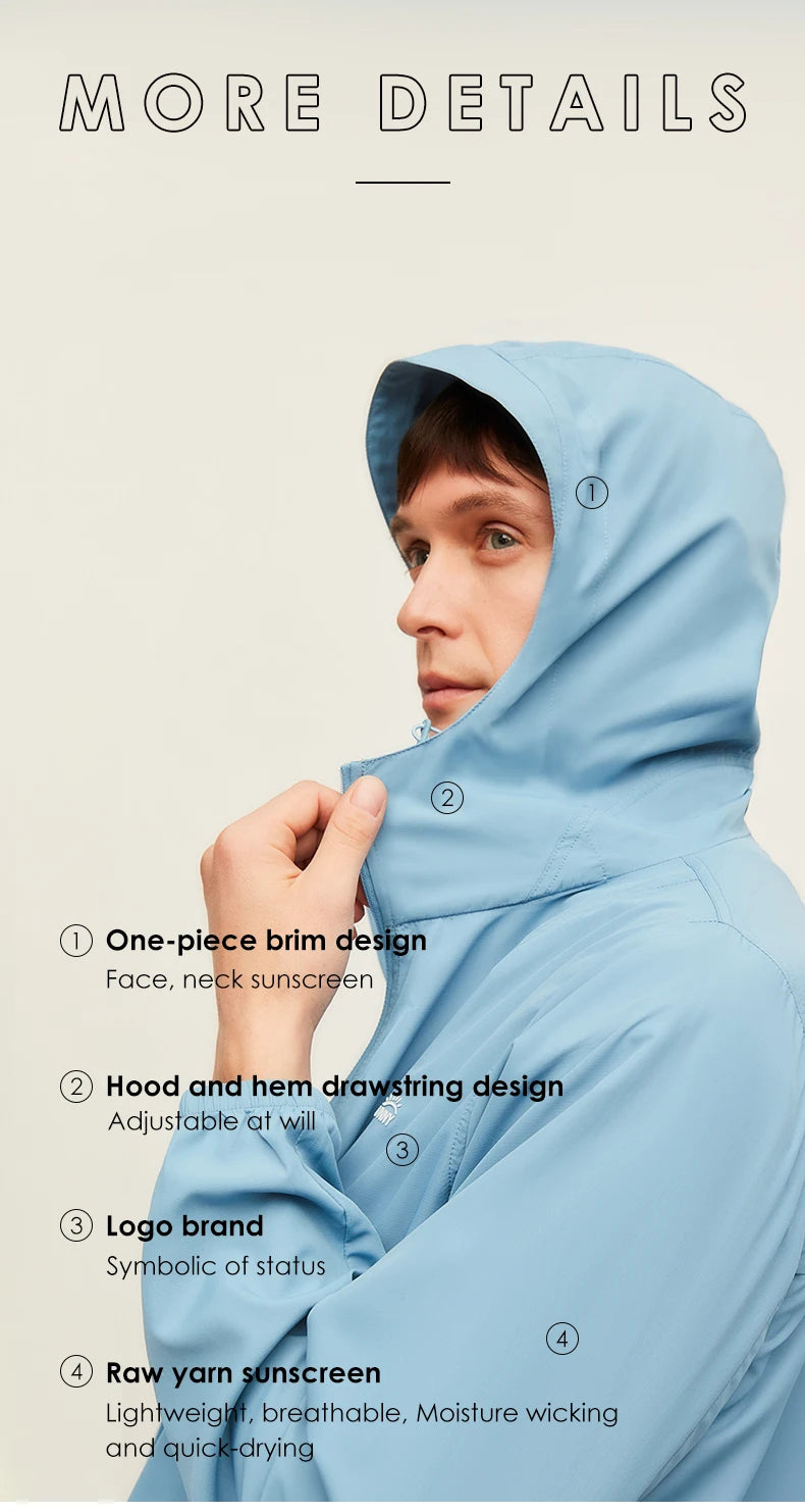 OhSunny Summer Men Skin Coat Anti-UV Sun Protection/UPF1000+ Hooded Breathable Long Sleeve Clothing