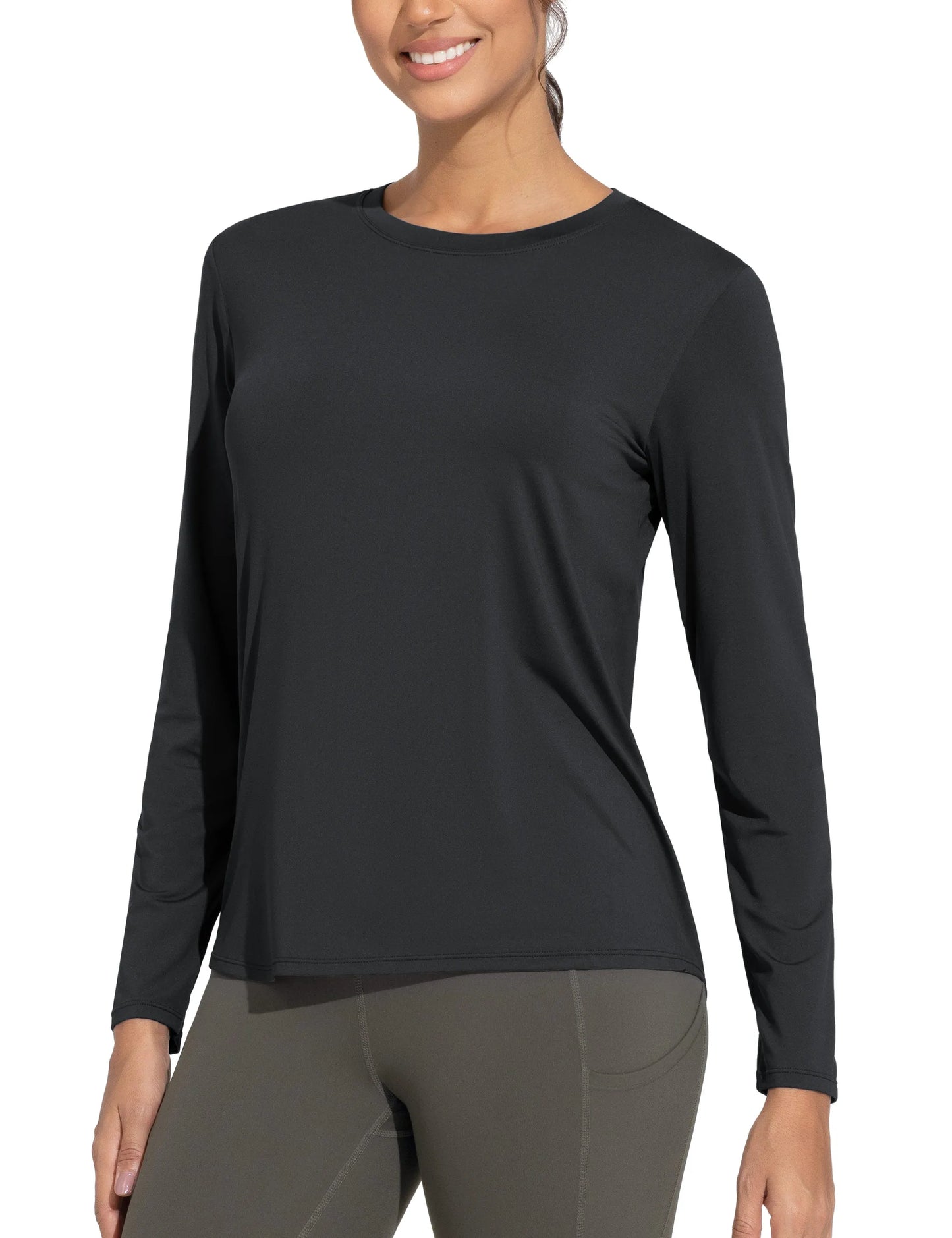 THE GYM PEOPLE Women's Ultra Soft Long Sleeve/Workout Shirts Basic Crewneck Athletic Running Tops
