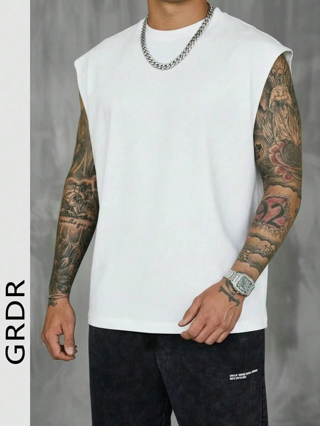 Men's White Sleeveless T-Shirt Tank Top Casual Loose Fit O-Neck/Basic Vest Summer Gym Workout Streetwear Tops