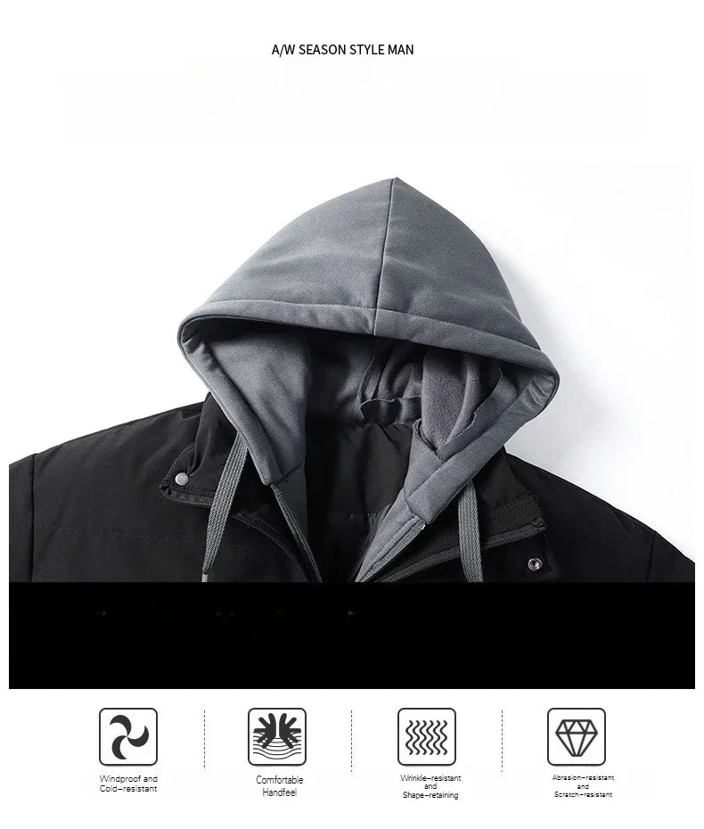 Fashion Men's Hooded Parka Jackets Thick Warm Outdoor Streetwear/Casual Winter Quality Male Puffer Jacket Couple Coats