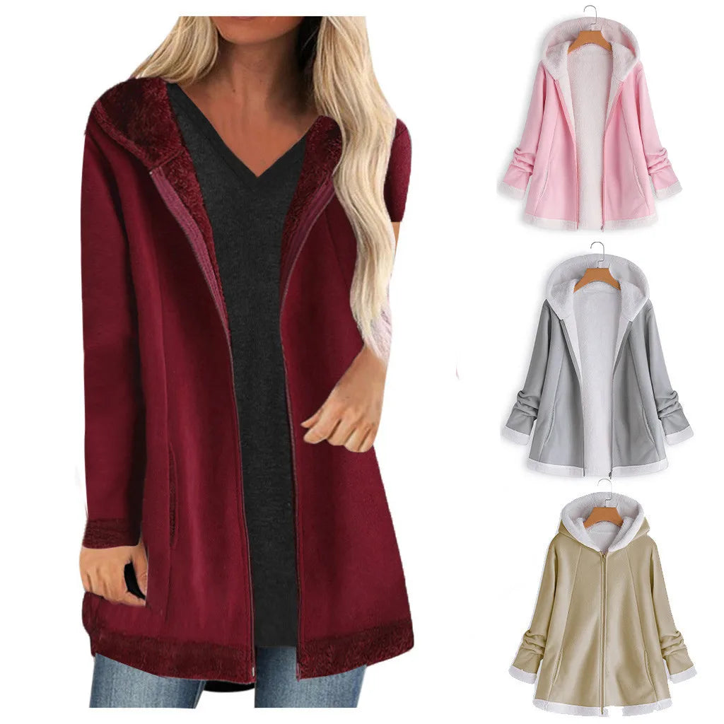 Women Plush Fleece Jackets Coat Fashion Autumn Winter/Women's Overcoat Zipper Outwear Jacket Female Casual