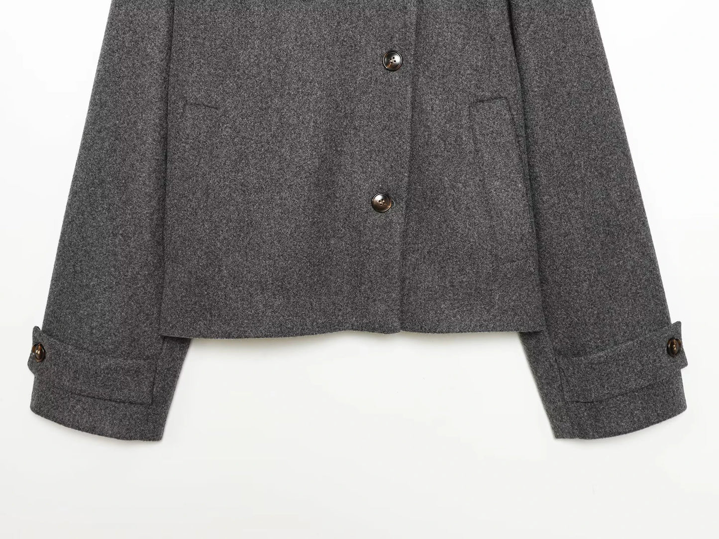 European and American Winter New Women's Loose and Casual Style/Simple Long Sleeve Buckle Stand up Collar Coat
