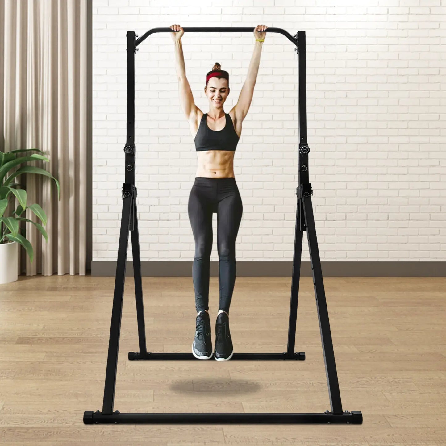 Triangular Pull Up Station, Adjustable Height Strength Training/Workout Equipment Foldable Horizontal Bar for Home Gym