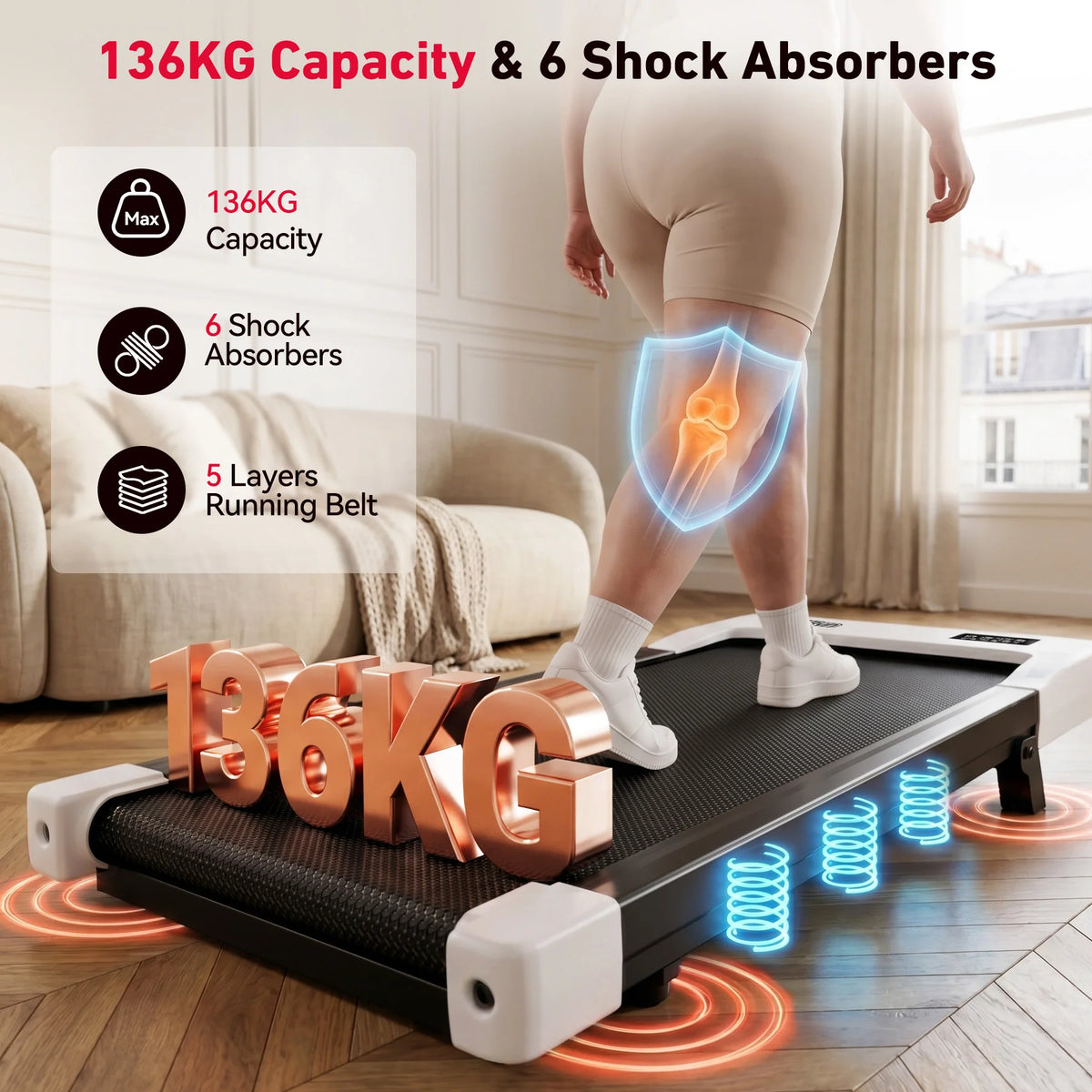 Walking Pad Under Desk Treadmill 2 in 1 Portable Treadmill/with Remote Control LED Display 2.5HP Walking pad for Home Gym