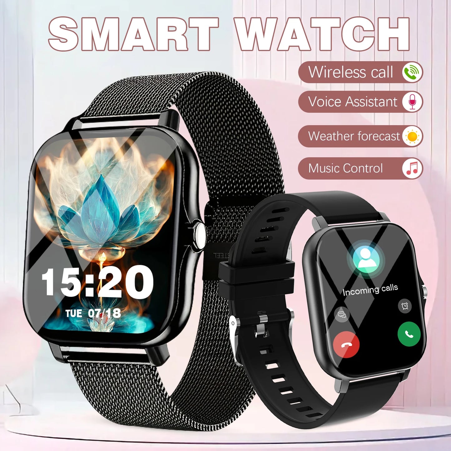 Sports smart watch, sports monitoring wireless calls/message reminders suitable for Android and iPhone