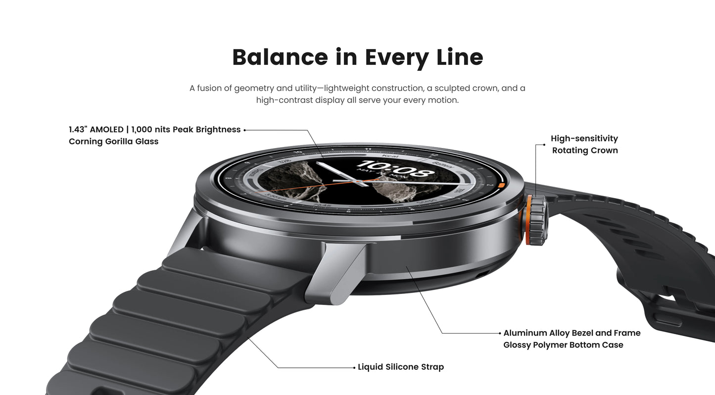 KOSPET ORB Smart Watch For Men Women Lightweight Design Waterproof/Bluetooth Call 8 Apex Motion Sport Modes 180 Training Modes