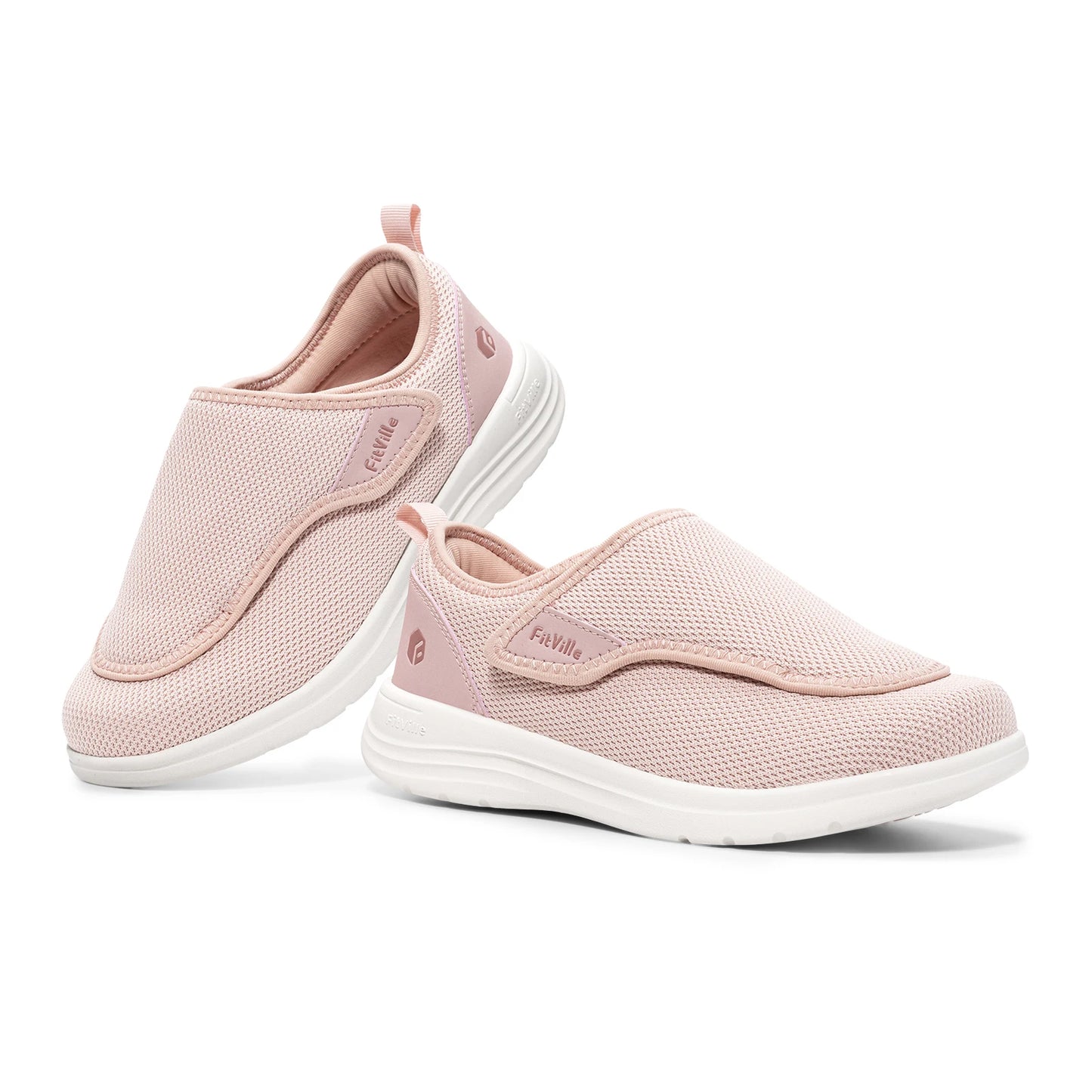 FitVille Wide Women's Diabetic Walking Shoes Adjustable Orthopedic/Comfort Sneakers for Elderly Women Foot Pain Relief Footwear