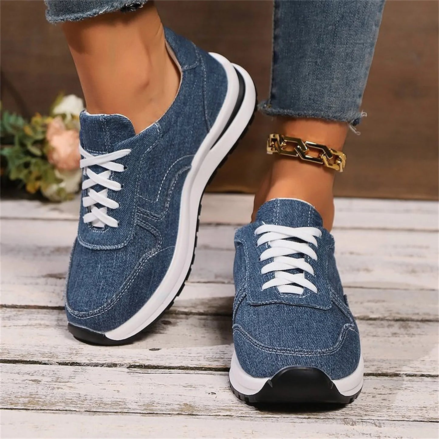 Fashion Casual Women Sports Shoes Lace Up Thick Soled Max Cushioning/Wide Sneaker With Arch Support Shoes