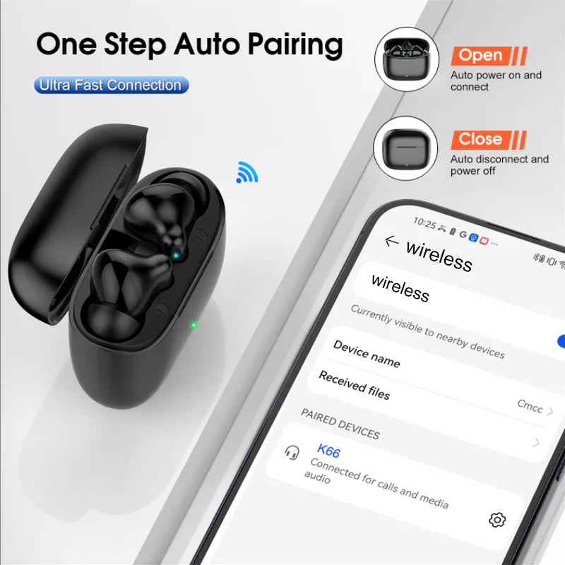 K66 Noise Cancelling Earbuds 90% ANC Reduction 14.2mm/Hi-Res Sound, BT 5.3, IPX7 Waterproof 48H Playtime