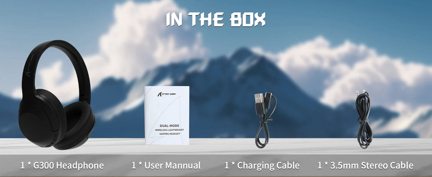 ATTACK SHARK G300 Wireless Bluetooth Headphone with ENC Noise Cancellation/Rechargeable Over Ear Headset, 3.5MM Audio Jack