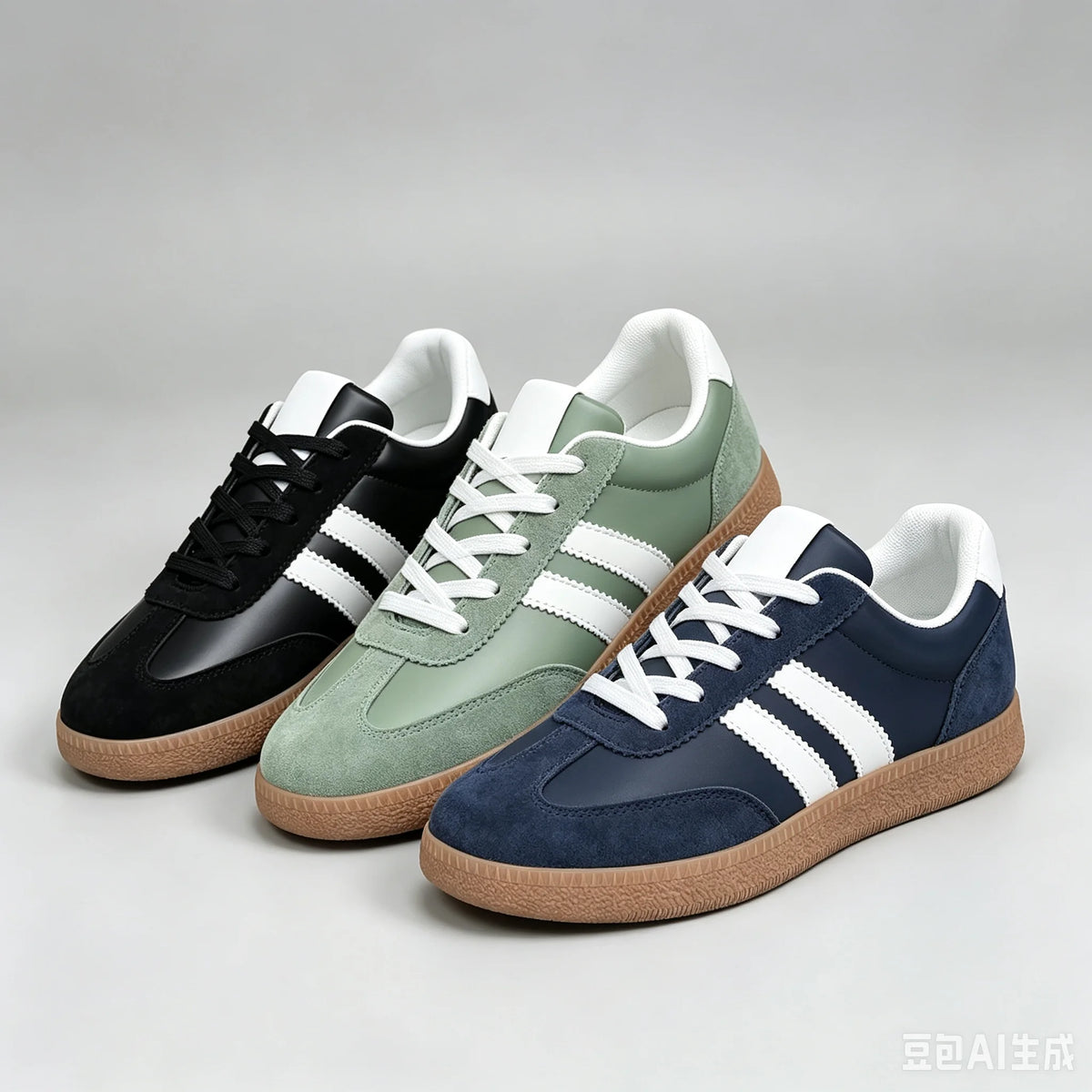 Women's Retro Lace Up Sneakers Patchwork Fabric Upper 3 Stripe Decor/Gum Rubber Sole Lightweight Casual Walking Shoes Fashion Low Top