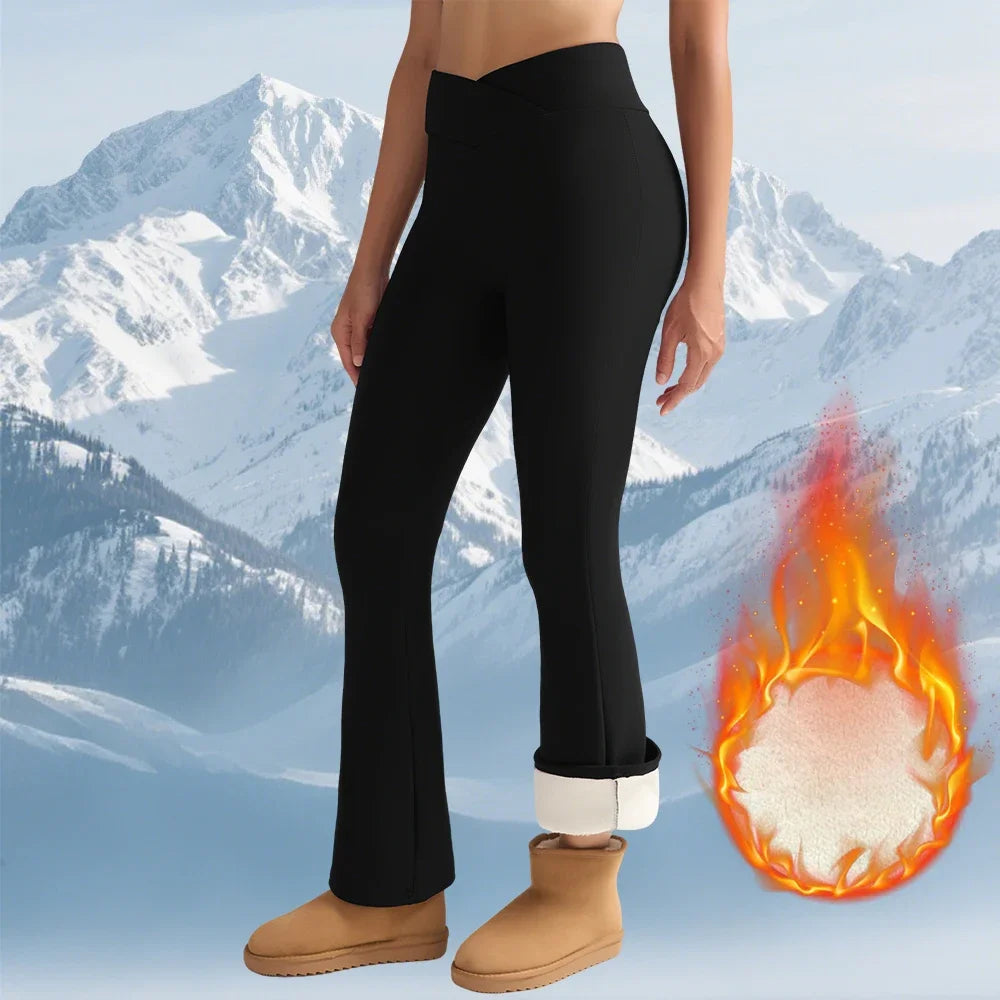 Fleece Women Leggings Thick Flared Pants High-Waisted Thermal Tights/Tummy Control Winter Warm Legging Casual Wear