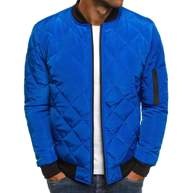 Winter New Jacket Men's Baseball Collar Mesh Pressed/Lightweight  Jacket Vintage Flight Casual Long Sleeve