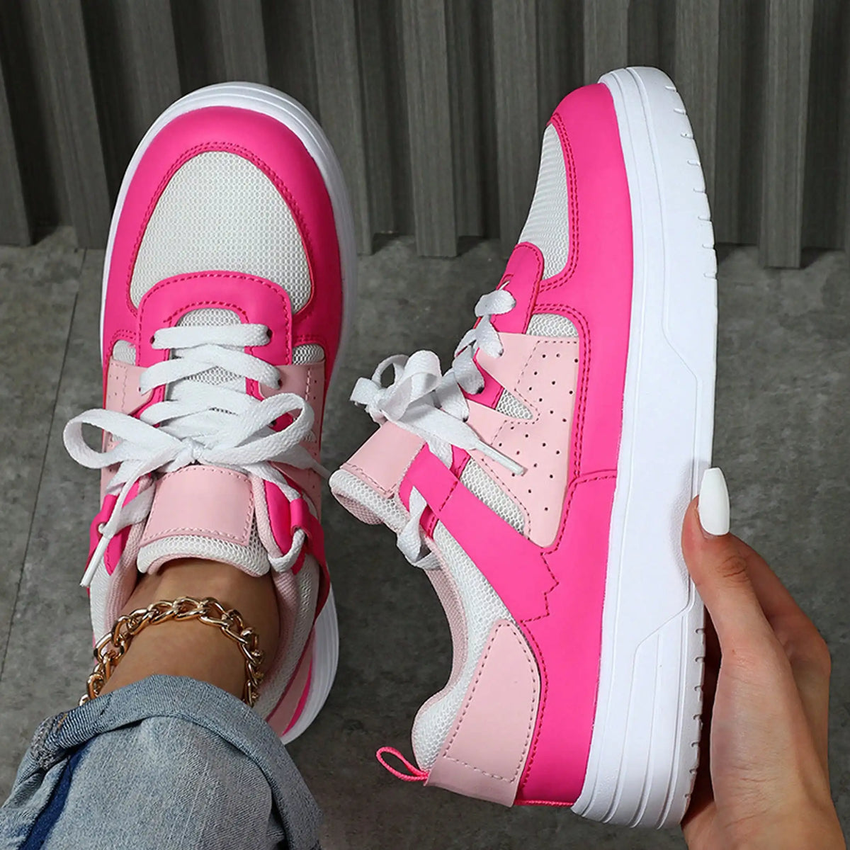 Comfortable Sneakers For Men And Women/White And Pink Lightweight For Women Suitable For Walking