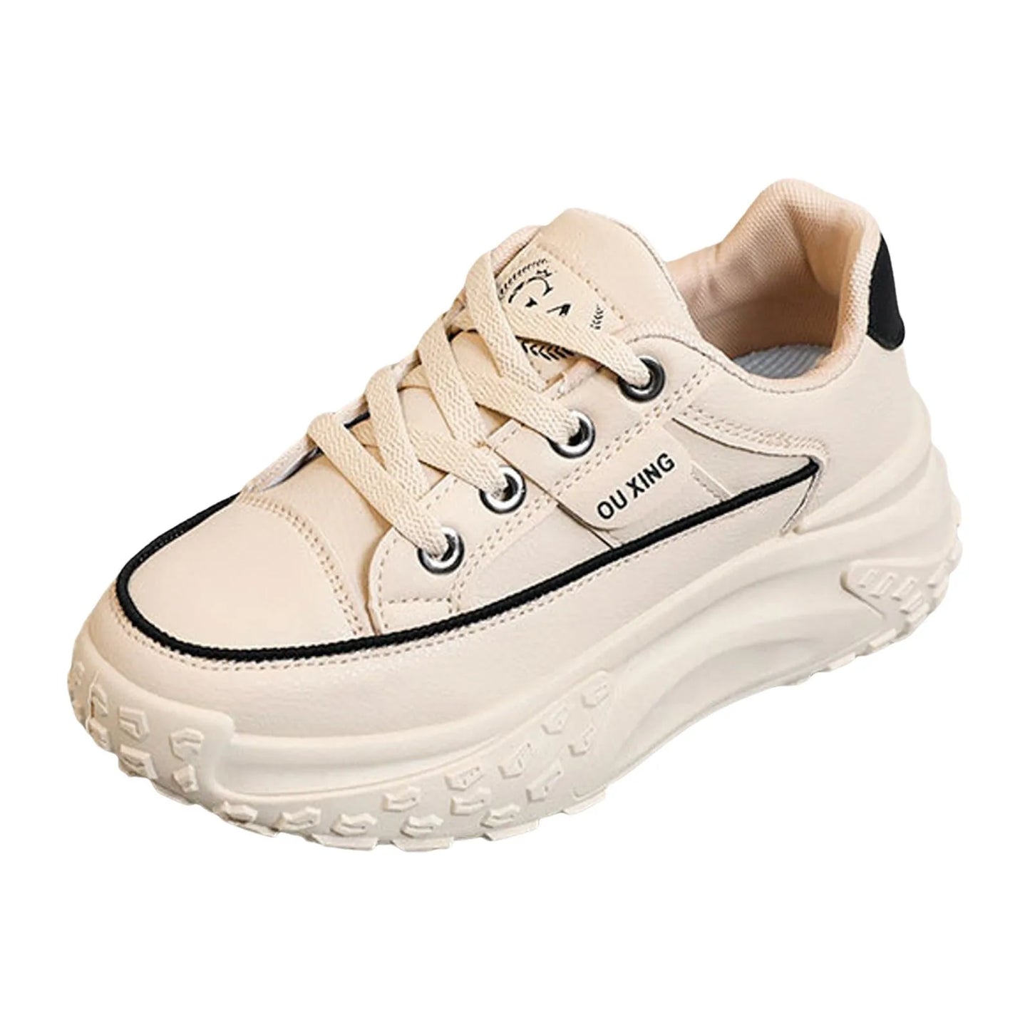 Women's Thick Sole Heightening Sports Shoes High Top/Vulcanized Chunky Sneakers Round Toe Lace Up Outdoor Shoes