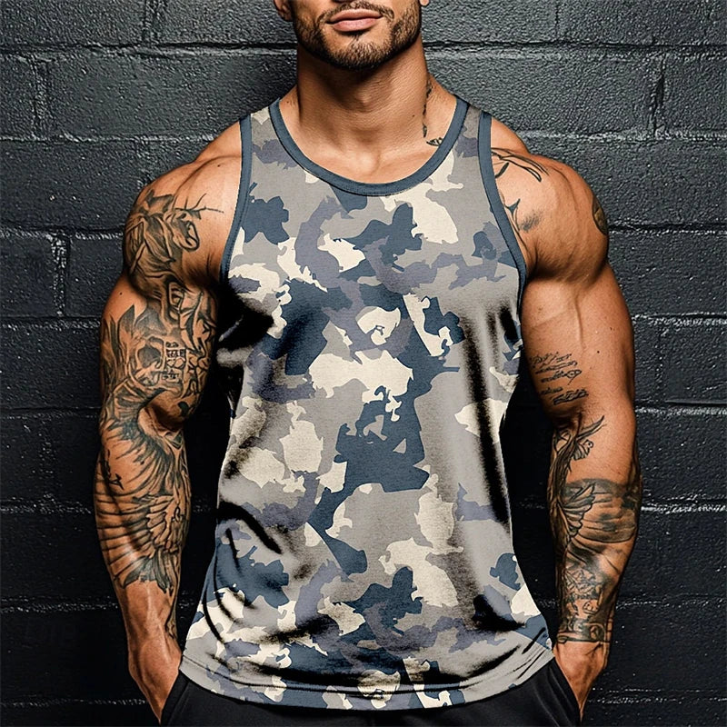 Summer Daily Exercise Men's Tank Top Camouflage Outdoor Sports/Running Fitness Men's Sleeveless T shirt Street Men's Tank Top 6xl
