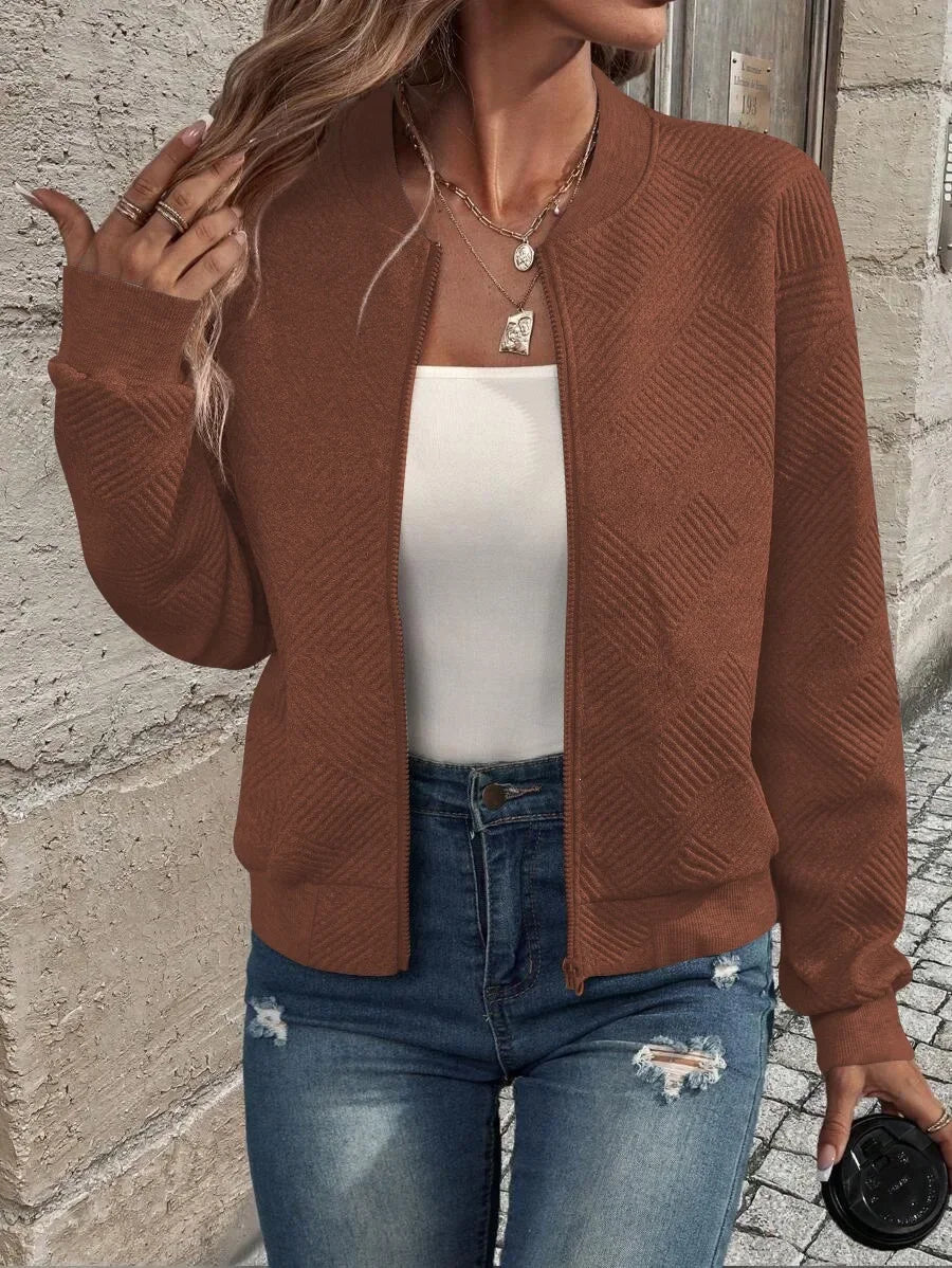 Autumn and Winter New Solid Color Zipper Jacket/with Collar Casual Coat for Women