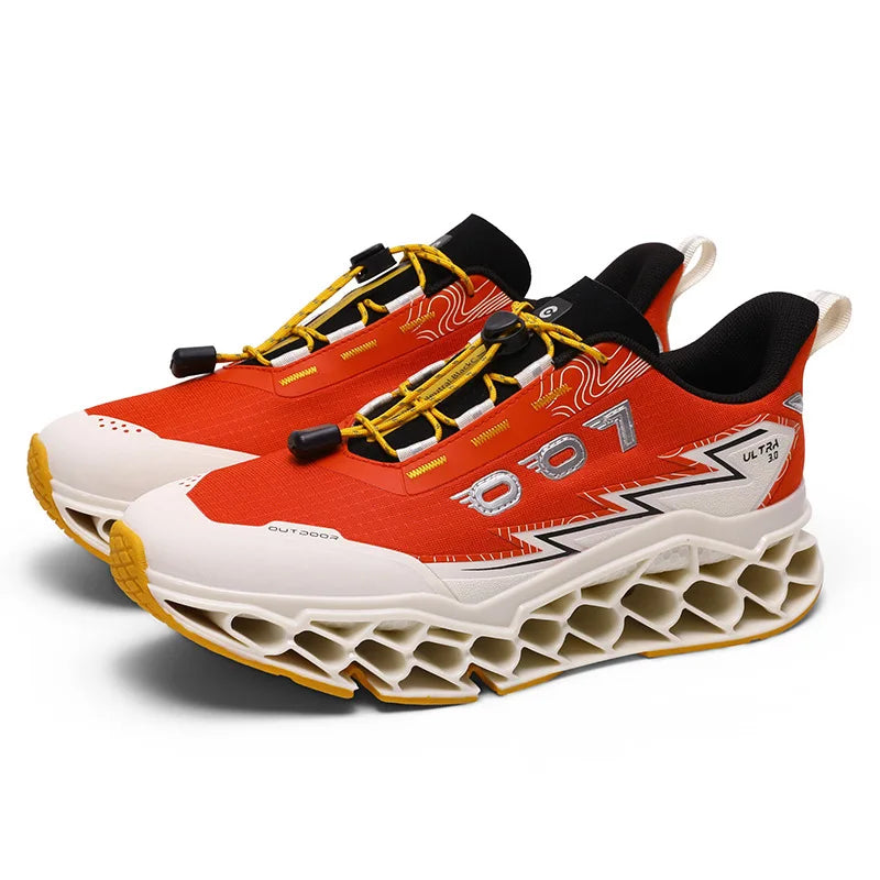 New Summer Men's 3D Printed Running Shoes Breathable Mesh/No-Lace-Up Thick-Soled, Shock-Absorbing Sports Shoes