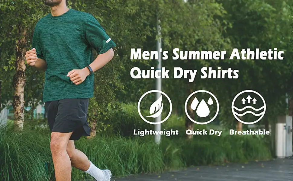 Men's Sports T-Shirts Short Sleeve Quick Dry Athletic/Workout Shirts Breathable Lightweight Running Gym Tees