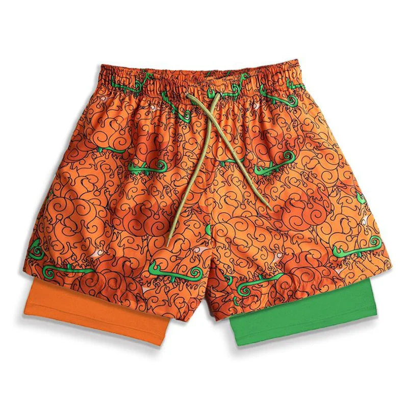 Stylish 2 in 1 Workout Running Shorts for Men Gym Athletic/Quick Dry Shorts with Liner Summer Casual Print Shorts with Pockets