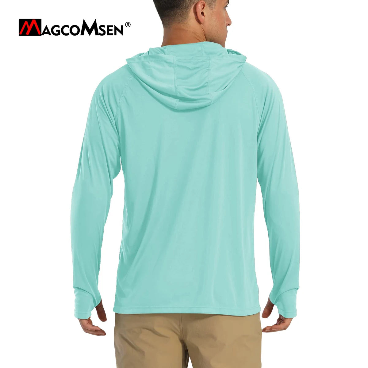 MAGCOMSEN Men's Hooded UV Sun Protection T-Shirt UPF 50+ Long Sleeve/Quick Dry Hoodies Summer Beach Casual Workout Shirts