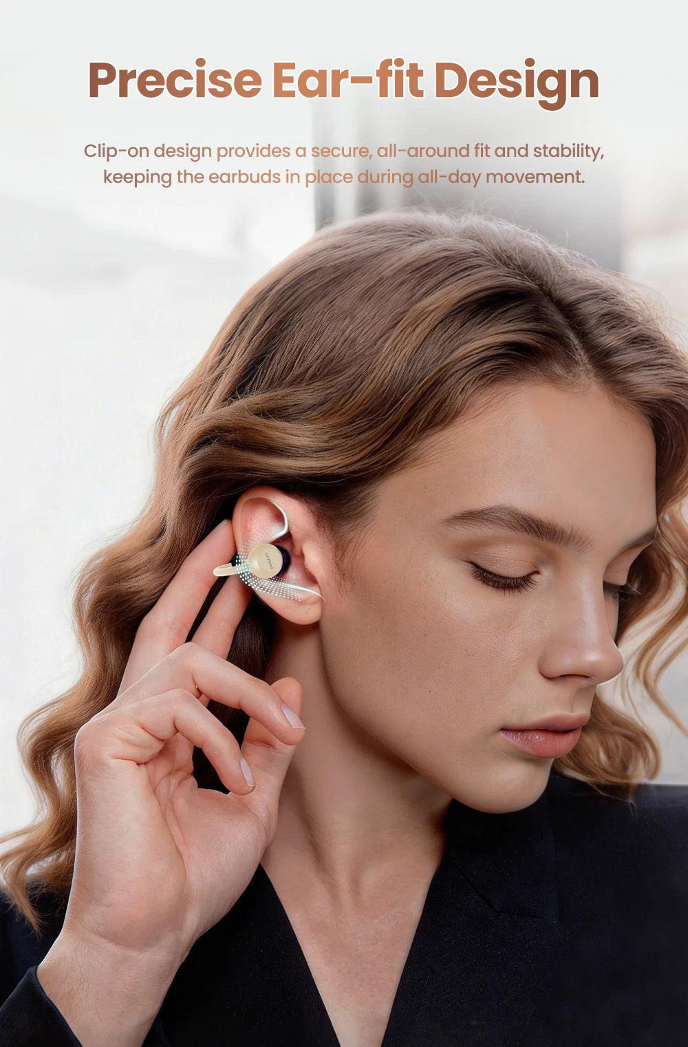PISEN Wireless Bluetooth 6.0 Hi-Res Ear Clip Earphones 360° Directional Sound/Field Long Battery Life Sports Clip Earbuds 30H Pl