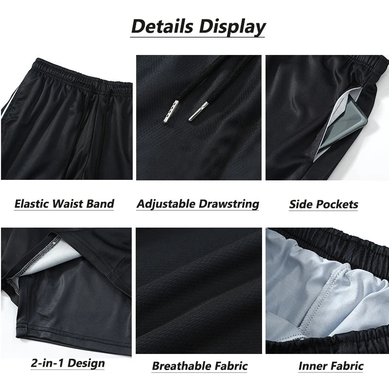 Stylish 2 in 1 Workout Running Shorts for Men Gym Athletic/Quick Dry Shorts with Liner Summer Casual Print Shorts with Pockets