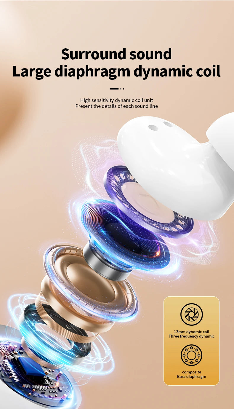MZYMI S09 Wireless Earphone Bluetooth5.4 Active Noise Cancelling/ Touch Control Headphone Support TF Card In Ear Earbud With Mic