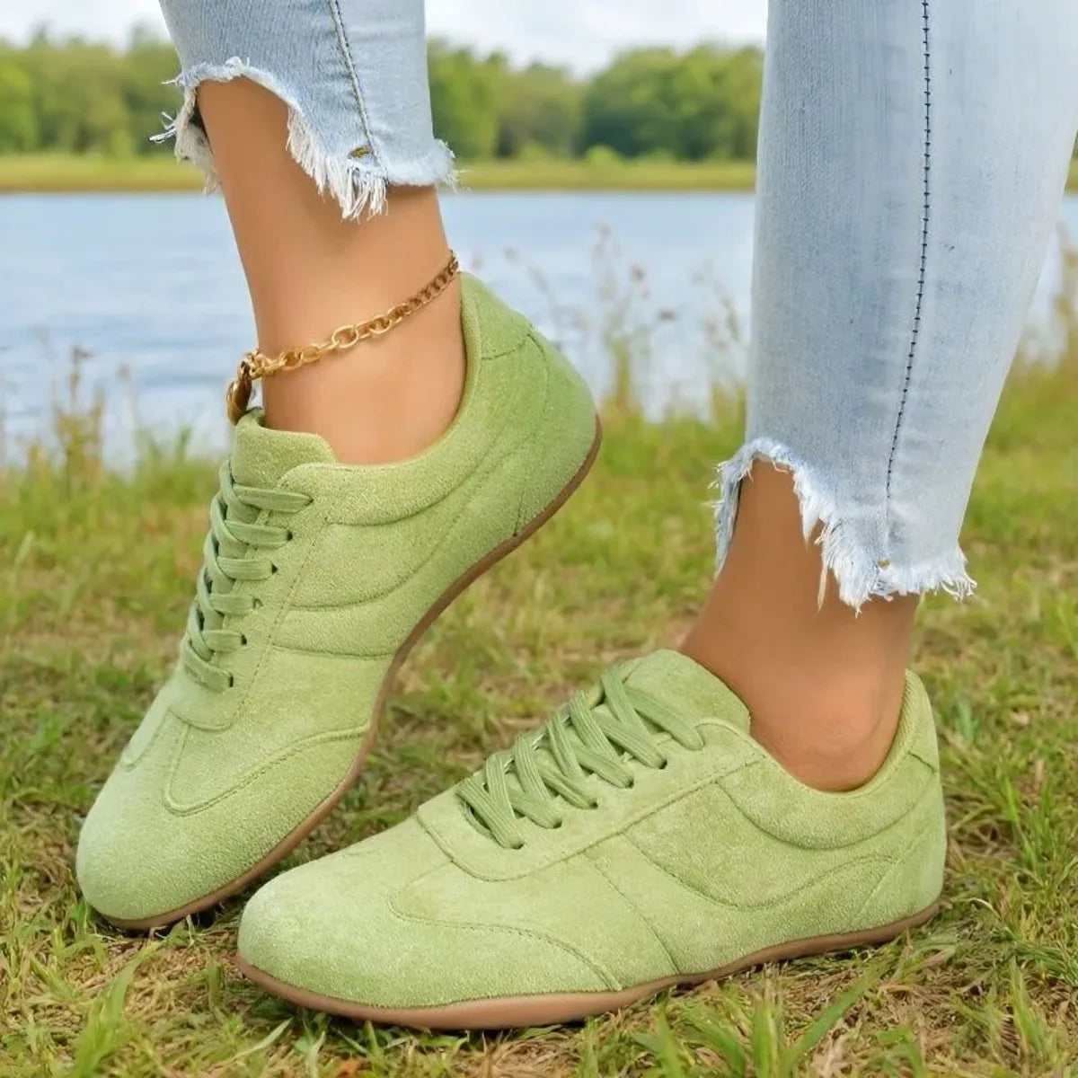 Women's Casual Flat-Soled Non-Slip Wear-Resistant Sport Spring/Autumn Round-Toe Soft And Comfortable Women Single Shoes