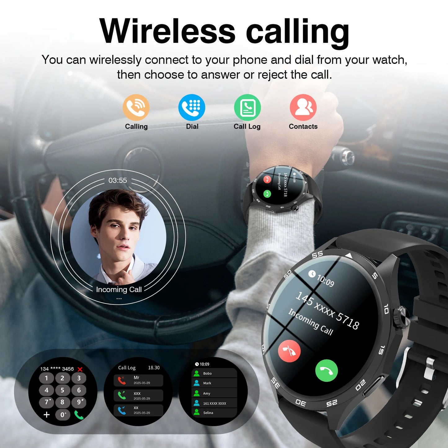 New Full Touch High Definition Men's & Women's Sports Smartwatch Features/Answering Calls, Motion Tracking For Android & Iphone