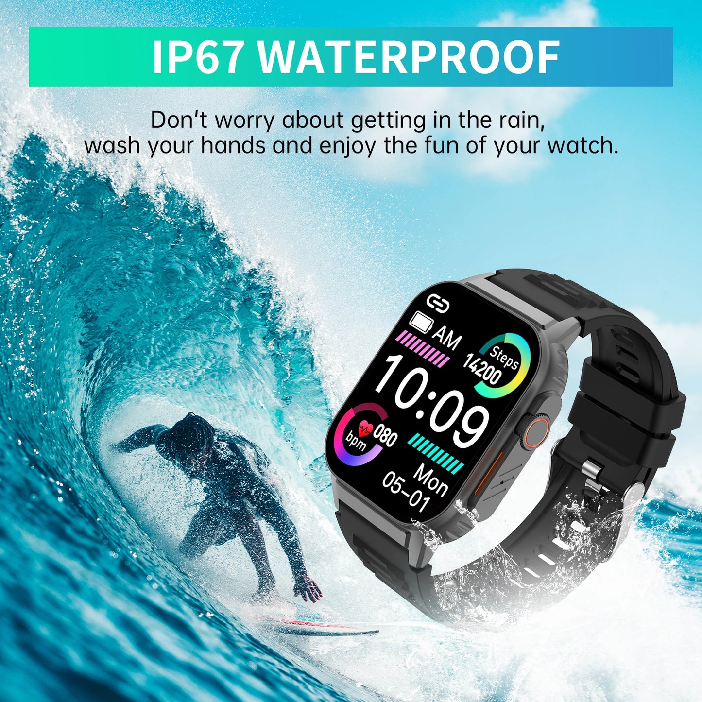 Smart Watch(Answer/Make Call), 2.01" Smartwatch for Men Women/IP67 Waterproof, 100+ Sport Modes Fitness Tracker