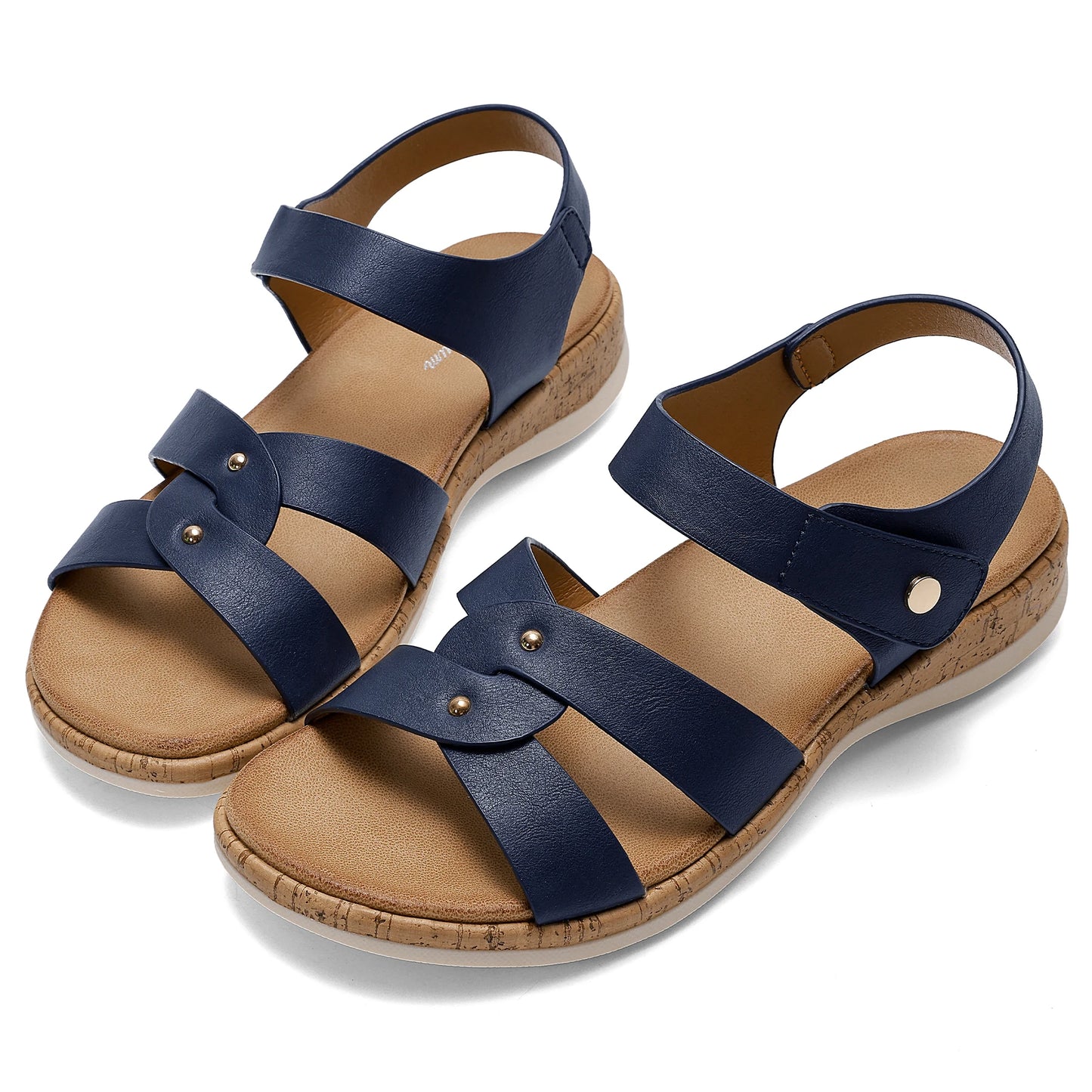 Women Open Toe Flat Sandals Arch Support Adjustable/Comfort Summer Beach Casual Walking Shoes