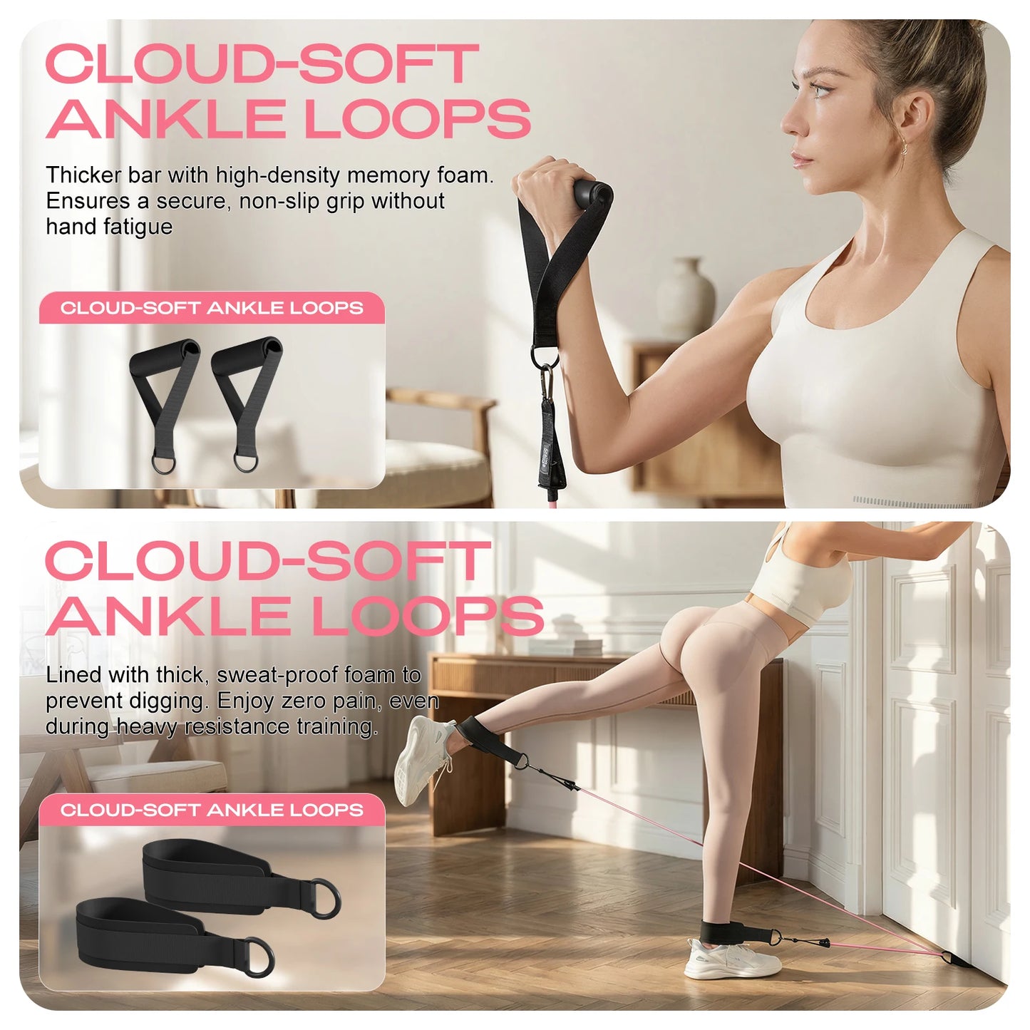 Pilates Bar Kit with Resistance Bands Adjustable Home Gym Workout/Portable Pilates Equipment for Squats Yoga Full Body Training