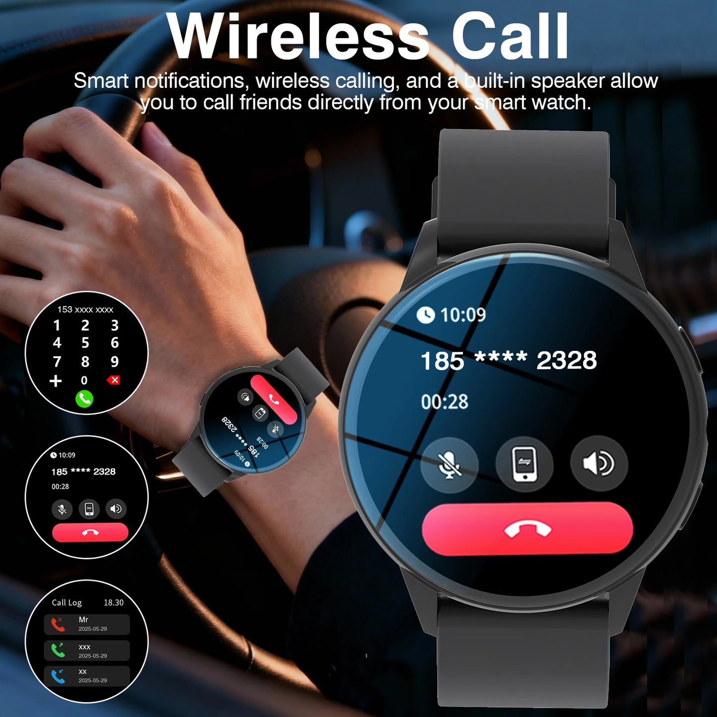 New Smart Watch Men 1.52" HD IPS Screen Bluetooth Call/Fitness Tracker Heart Rate Monitor Sports Smartwatch
